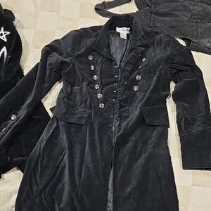 Newport News Black Trench Coat with Button Details